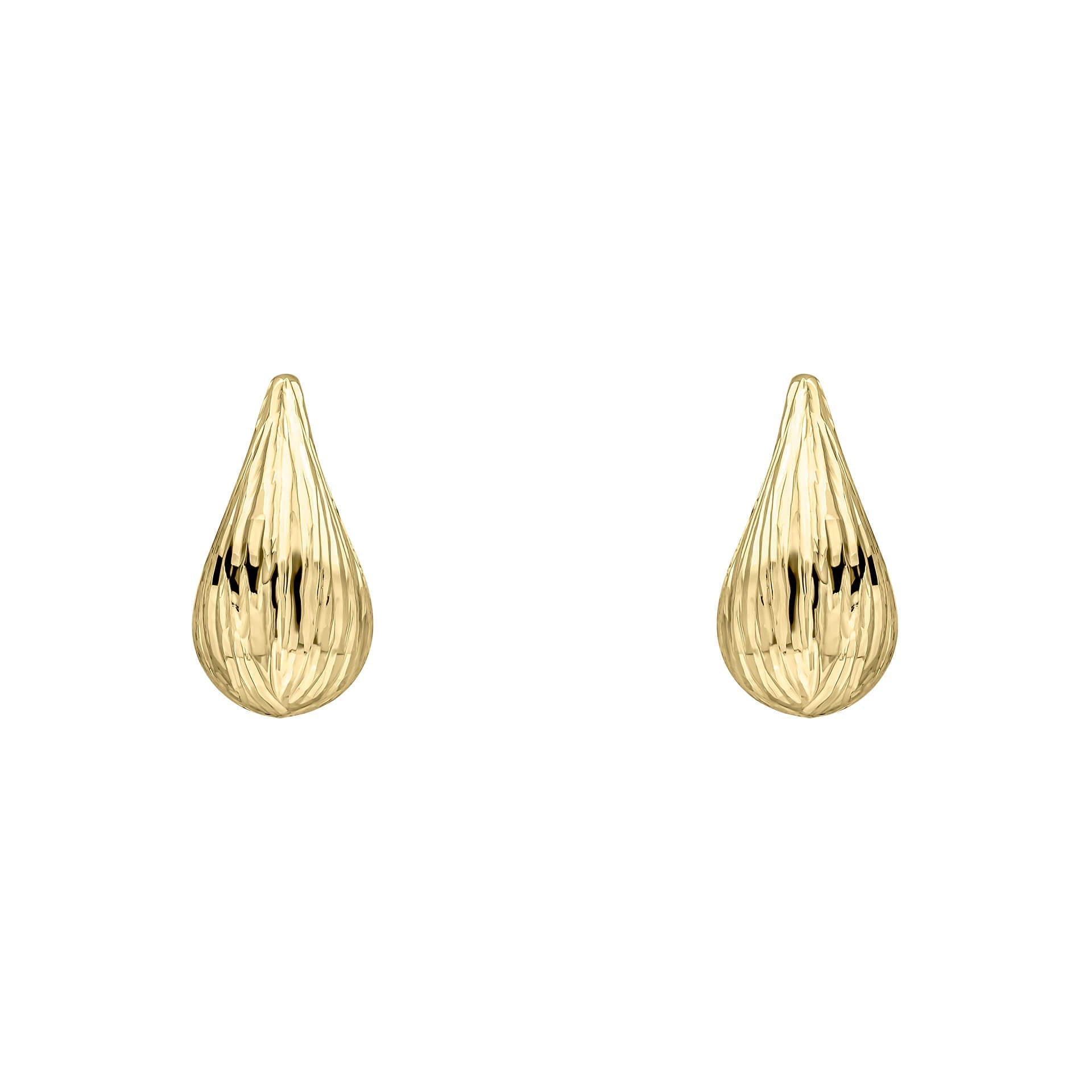 Gecko Jewellery 9ct Yellow Gold Ridged Teardrop Stud Earrings