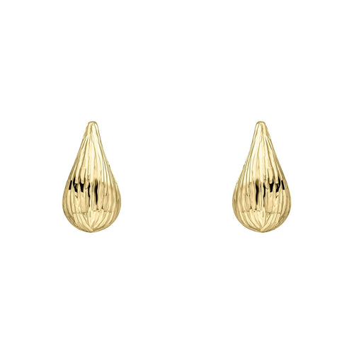 Gecko Jewellery 9ct Yellow Gold Ridged Teardrop Stud Earrings