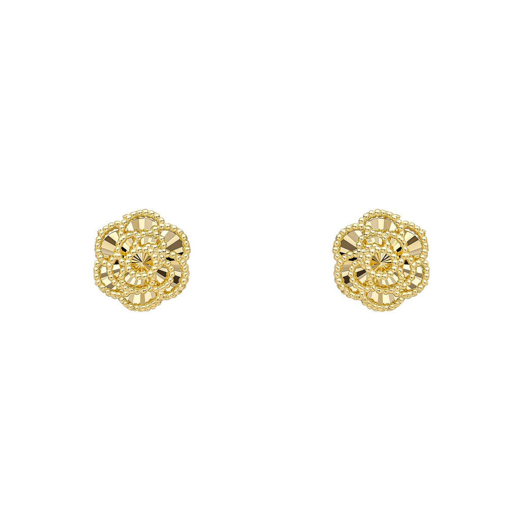 Gecko Jewellery 9ct Yellow Gold English Rose Stud Earrings with Diamonds