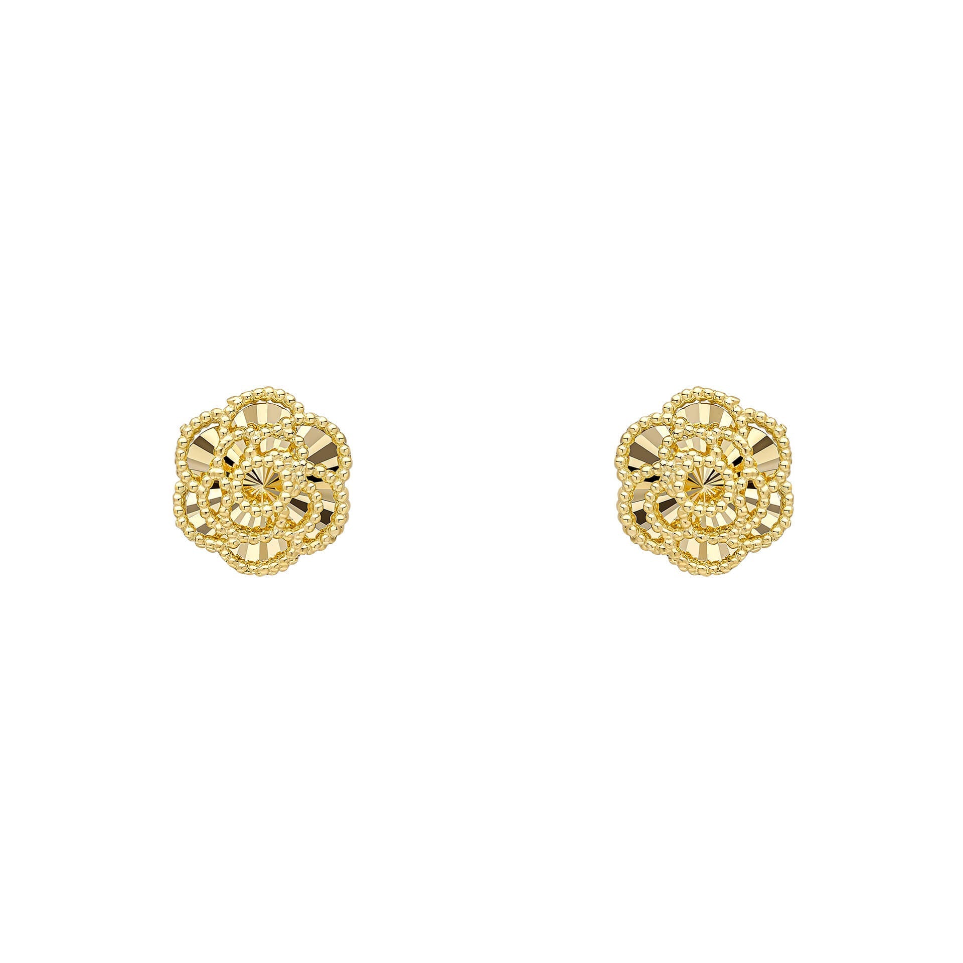 Gecko Jewellery 9ct Yellow Gold English Rose Stud Earrings with Diamonds