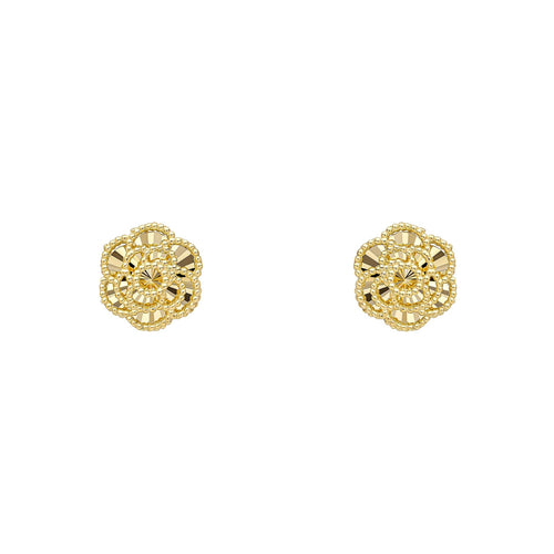 Gecko Jewellery 9ct Yellow Gold English Rose Stud Earrings with Diamonds
