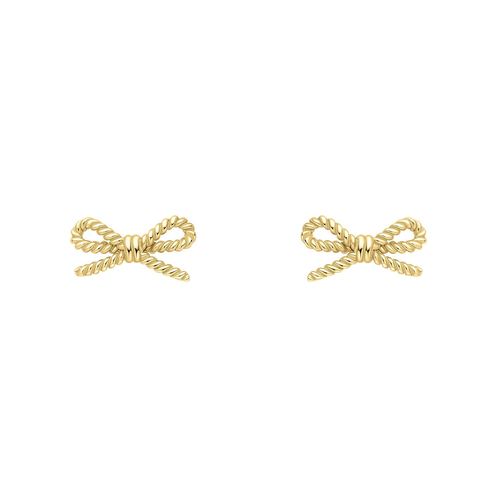 Gecko Jewellery 9ct Yellow Gold Rope Bow Stud Earrings for Women