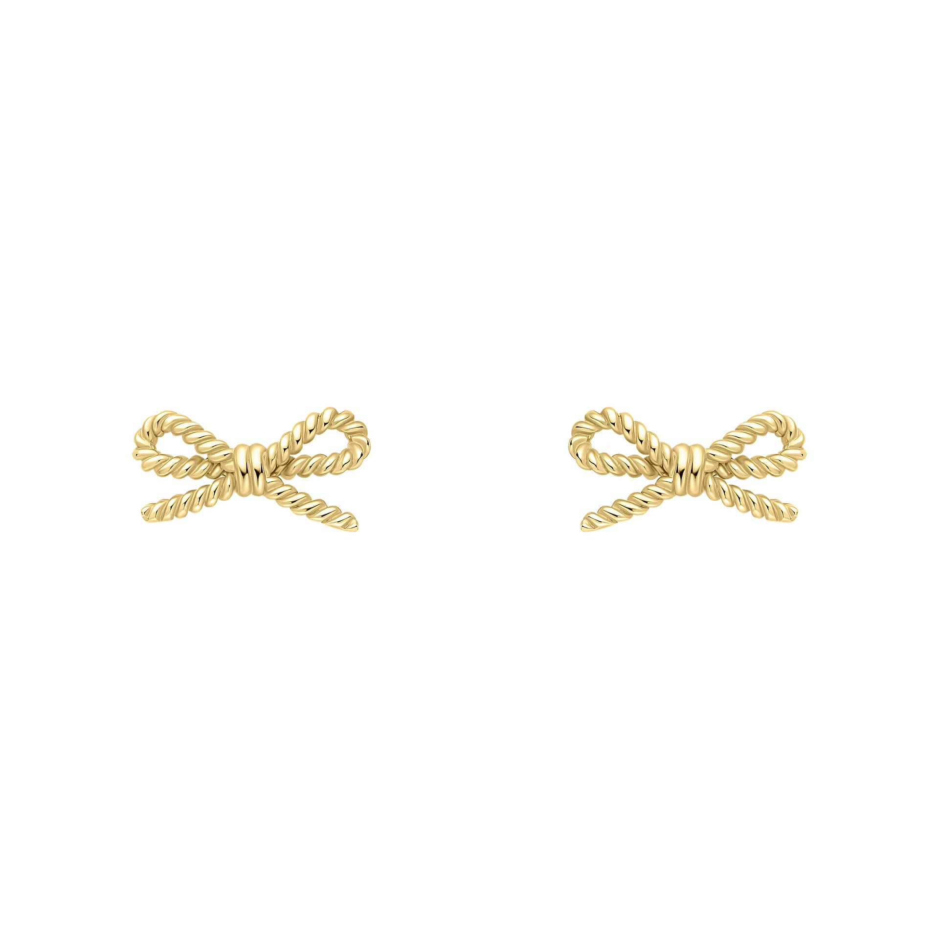 Gecko Jewellery 9ct Yellow Gold Rope Bow Stud Earrings for Women