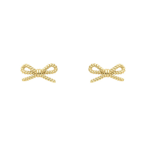 Gecko Jewellery 9ct Yellow Gold Rope Bow Stud Earrings for Women