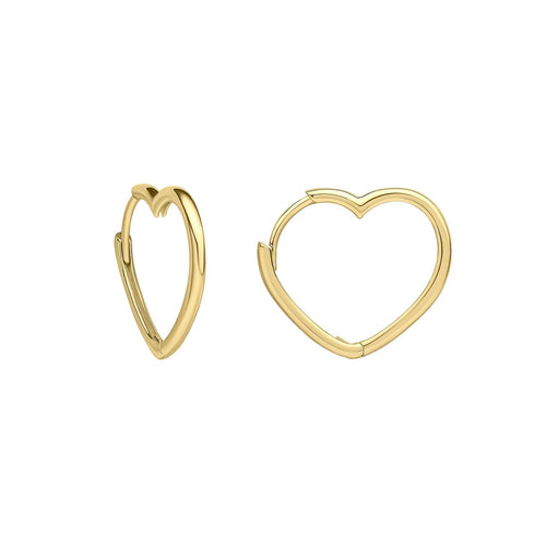 Gecko Jewellery 9ct Yellow Gold Open Heart Hoop Earrings for Women