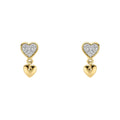 Gecko Jewellery 9ct Yellow Gold Diamond Double Heart Drop Earrings