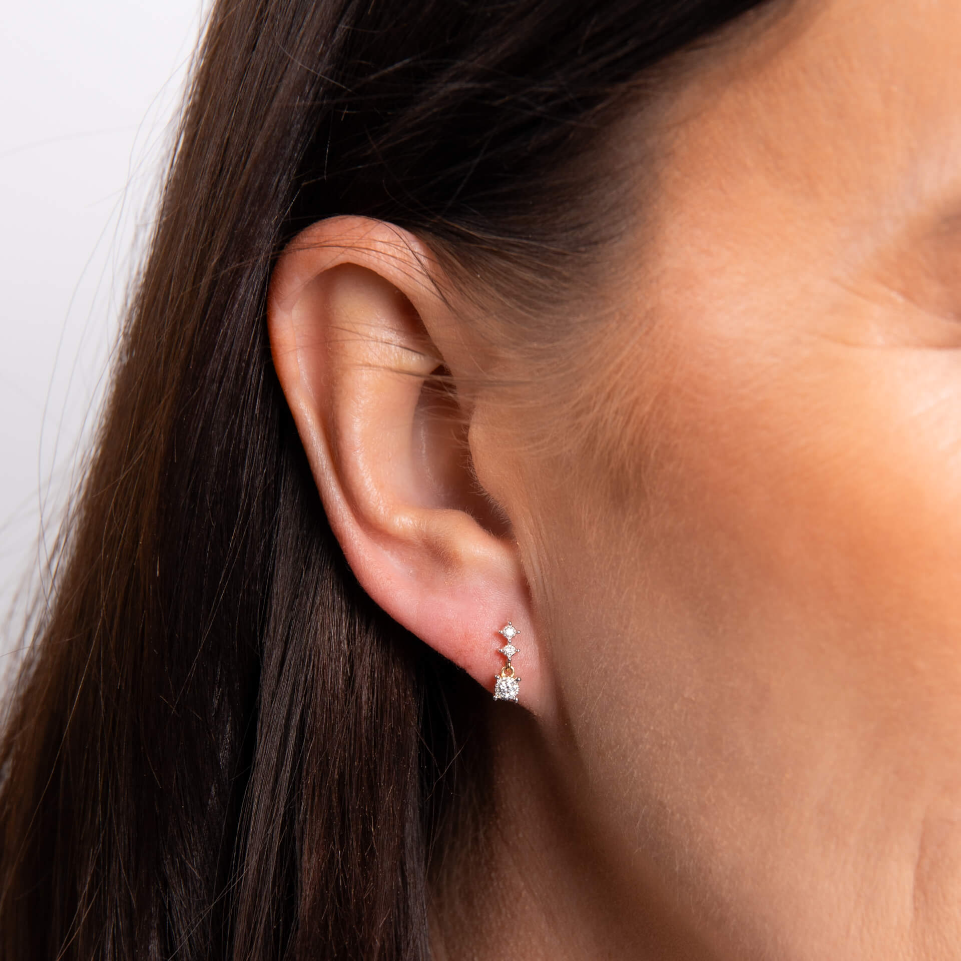 Gecko Jewellery 9ct Gold Diamond Trilogy Drop Earrings – 3 Stone Set