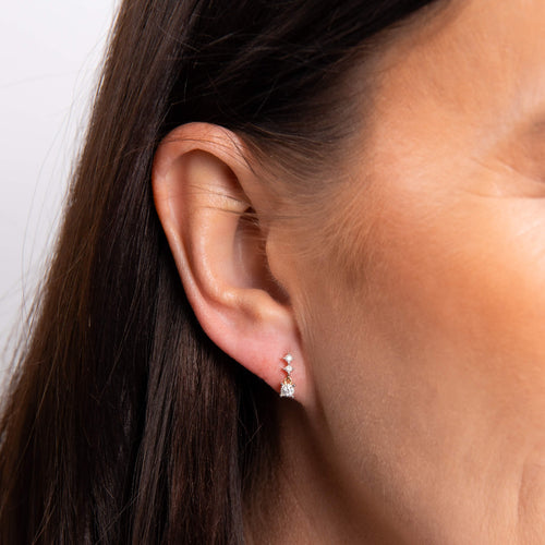 Gecko Jewellery 9ct Gold Diamond Trilogy Drop Earrings – 3 Stone Set