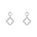 Gecko Jewellery 9ct White Gold Diamond Quatrefoil Drop Earrings