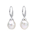 Gecko Jewellery Baroque Pearl & White Topaz 9ct White Gold Drop Earrings