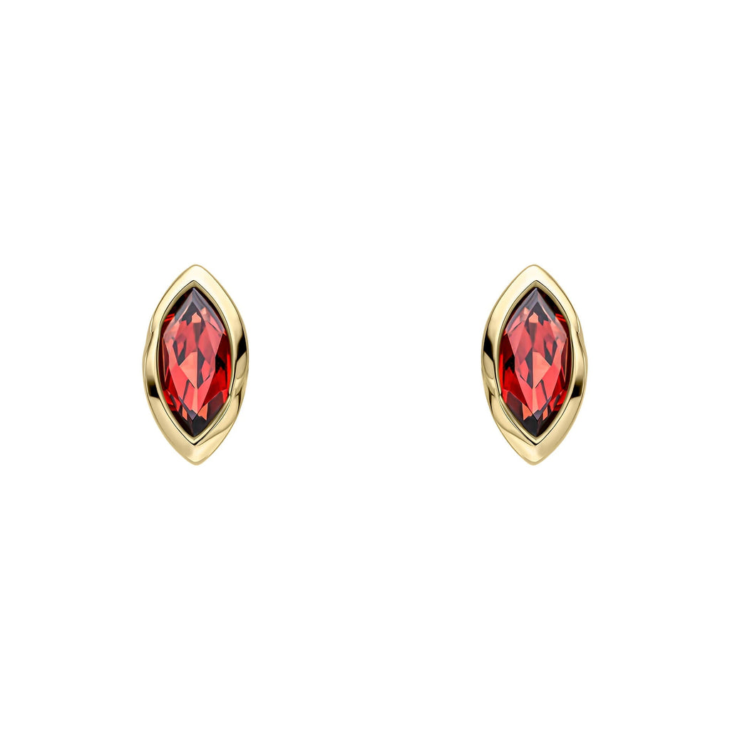 Gecko Jewellery Marquise Garnet Stud Earrings in 9ct Gold – 80mm