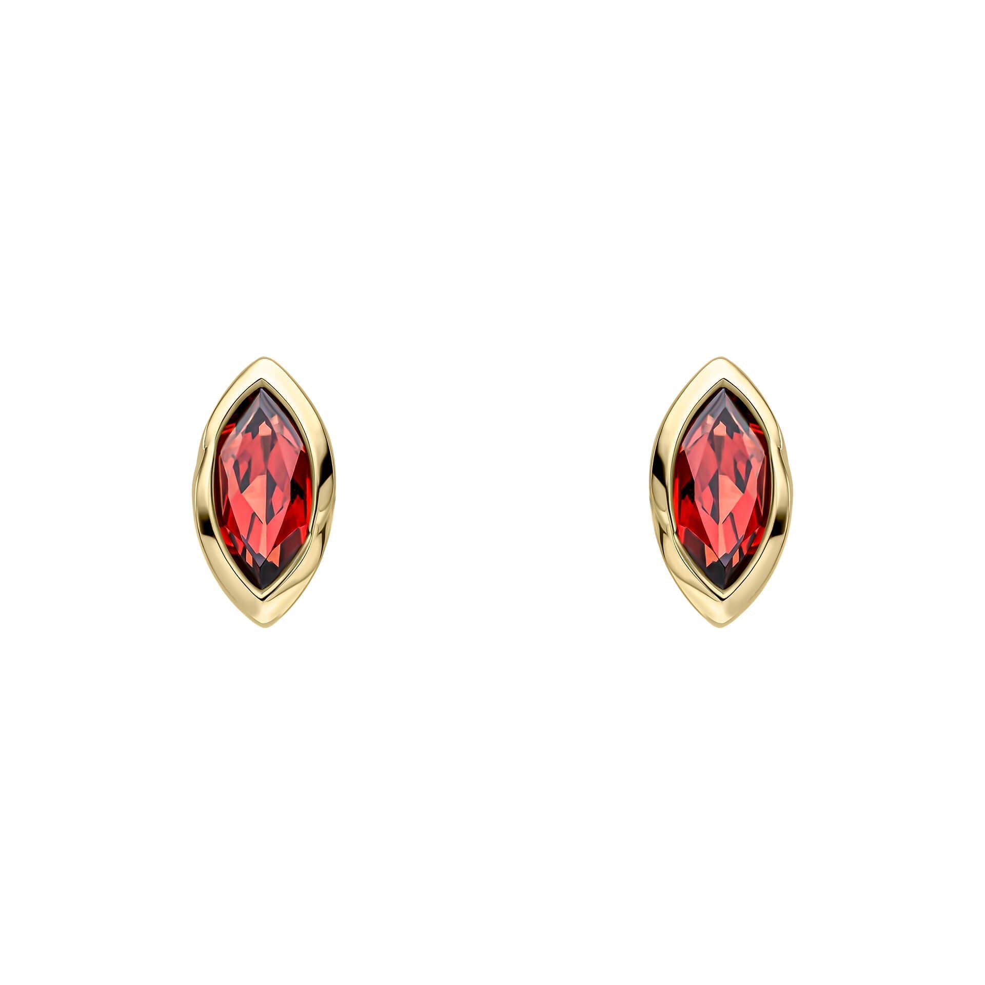 Gecko Jewellery Marquise Garnet Stud Earrings in 9ct Gold – 80mm