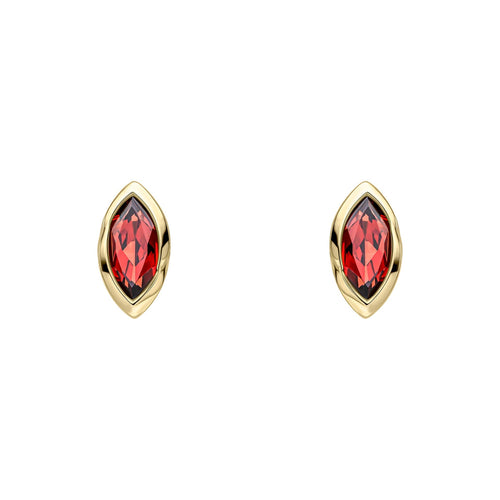 Gecko Jewellery Marquise Garnet Stud Earrings in 9ct Gold – 80mm
