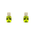Gecko Jewellery 9ct Yellow Gold Cushion Cut Peridot Cluster Earrings