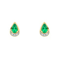 Gecko Jewellery 9ct Gold Teardrop Emerald and Diamond Stud Earrings