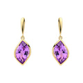 Gecko Jewellery 9ct Yellow Gold Flame Cut Amethyst Drop Earrings