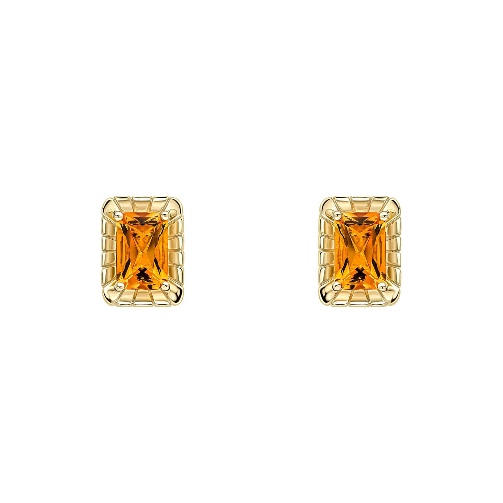 Gecko Jewellery 9ct Yellow Gold Octagon Citrine Stud Earrings