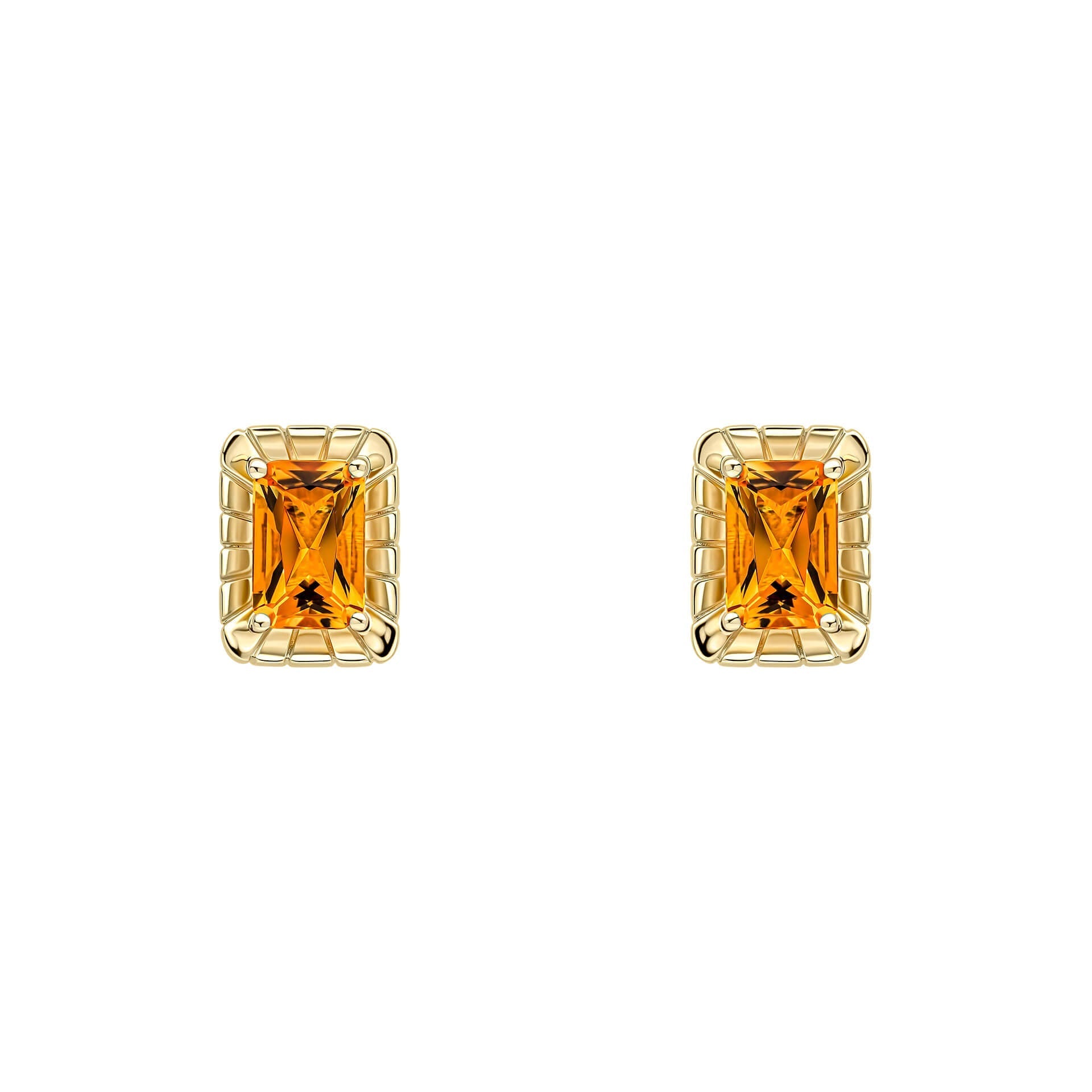 Gecko Jewellery 9ct Yellow Gold Octagon Citrine Stud Earrings