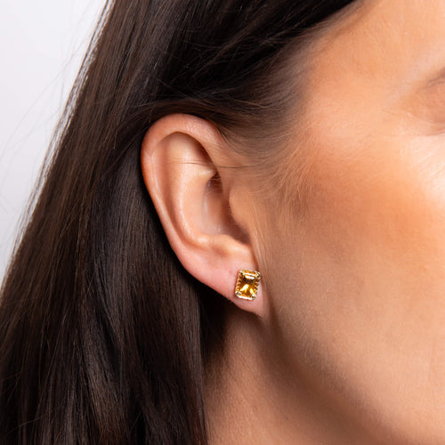 Gecko Jewellery 9ct Yellow Gold Octagon Citrine Stud Earrings