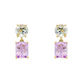 Gecko Jewellery Toi et Moi Green Quartz & Amethyst 9ct Gold Earrings