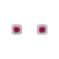 Gecko Jewellery Ruby and Diamond Halo Stud Earrings in 9ct White Gold
