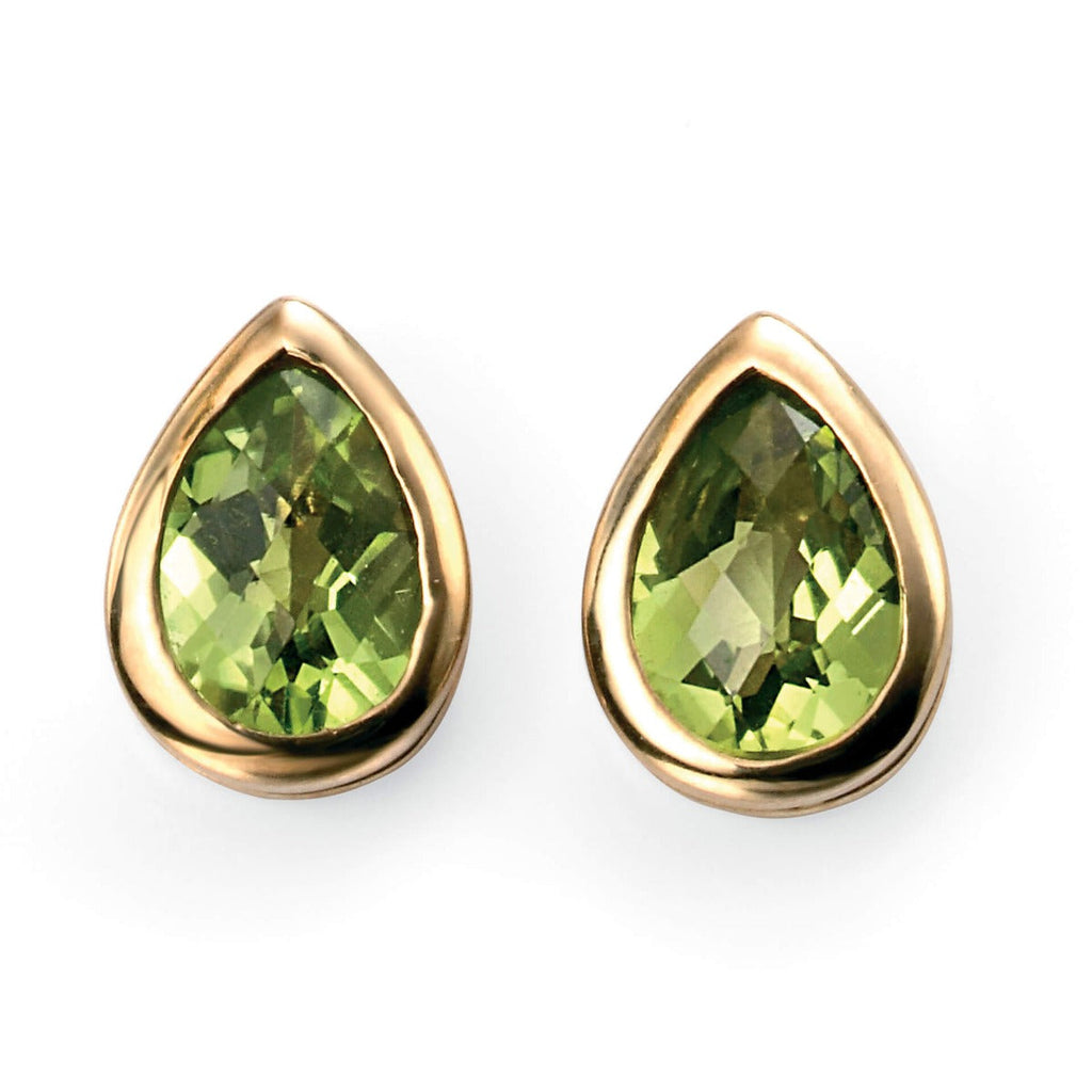 Gecko Jewellery 9ct Yellow Gold Peridot Teardrop Stud Earrings