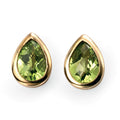 Gecko Jewellery 9ct Yellow Gold Peridot Teardrop Stud Earrings