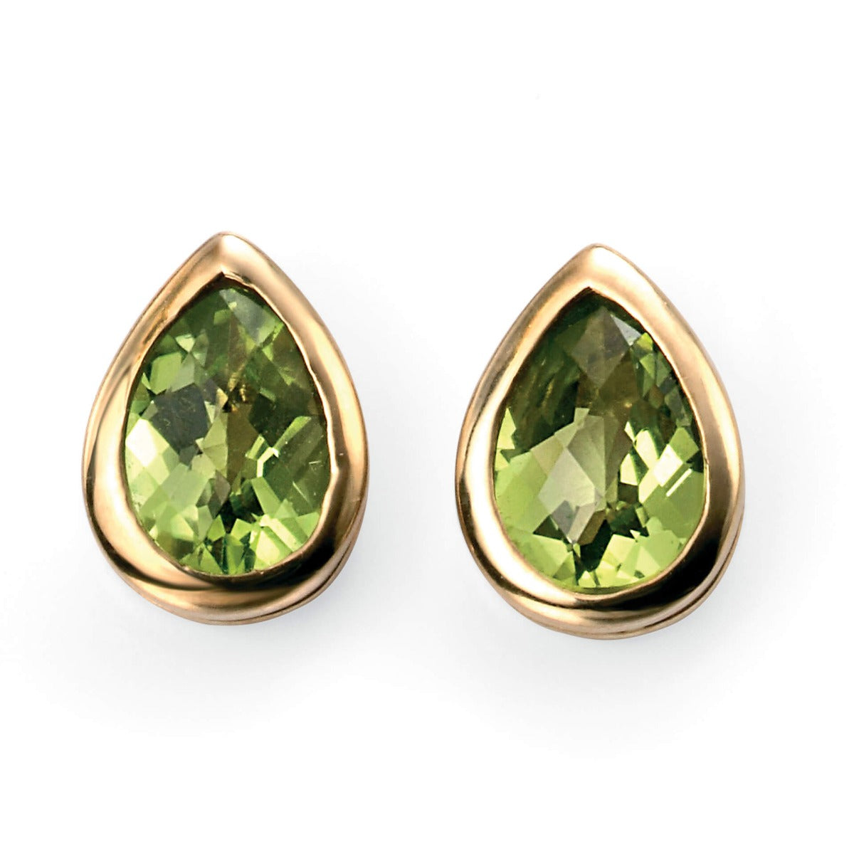 Gecko Jewellery 9ct Yellow Gold Peridot Teardrop Stud Earrings