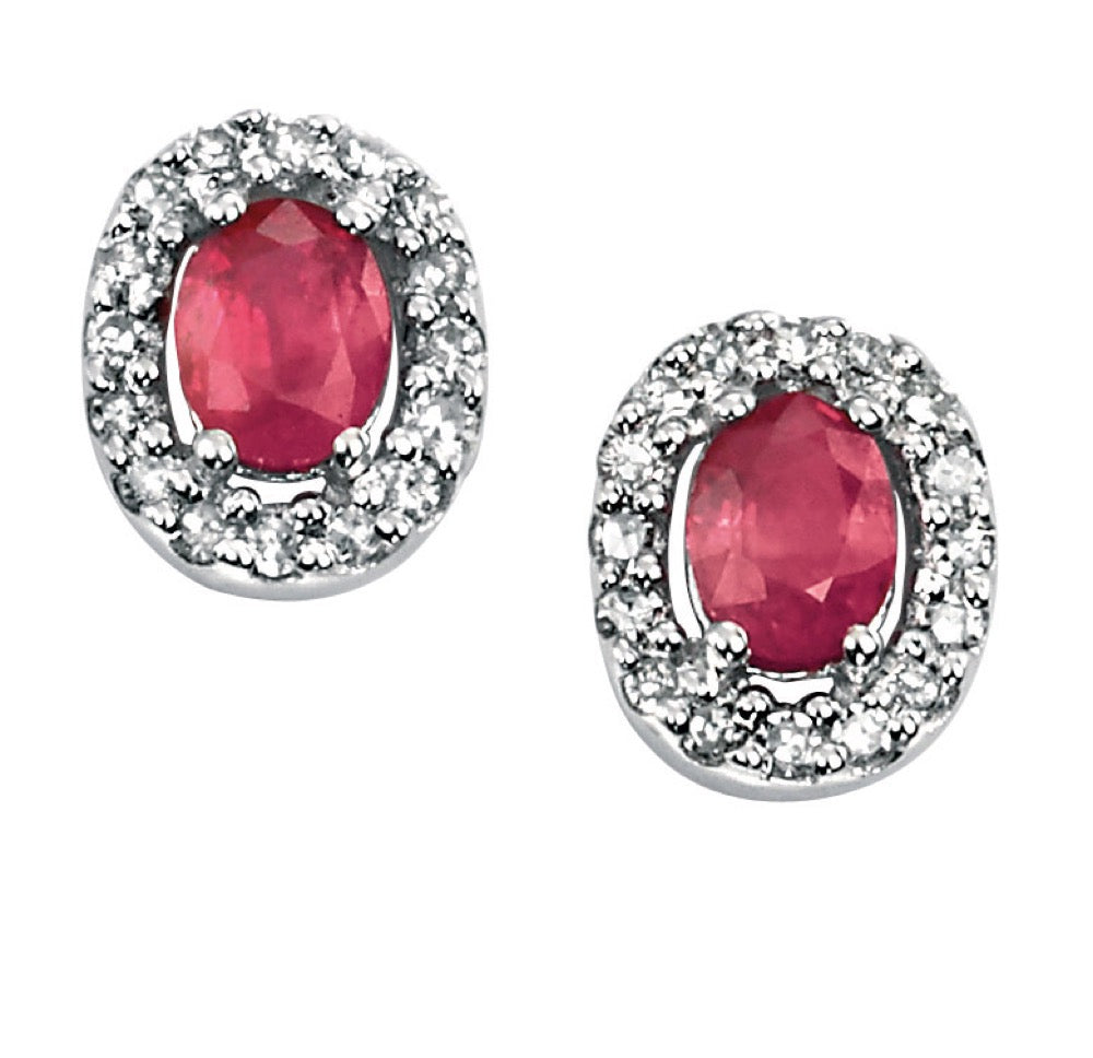 Gecko Jewellery 9ct Gold Precious Stone and Diamond Cluster Earrings