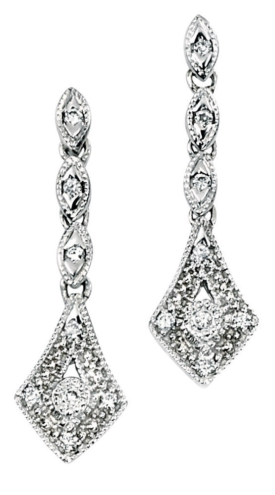 Gecko Jewellery Vintage Diamond Drop Earrings in 9ct Gold – Classic Style