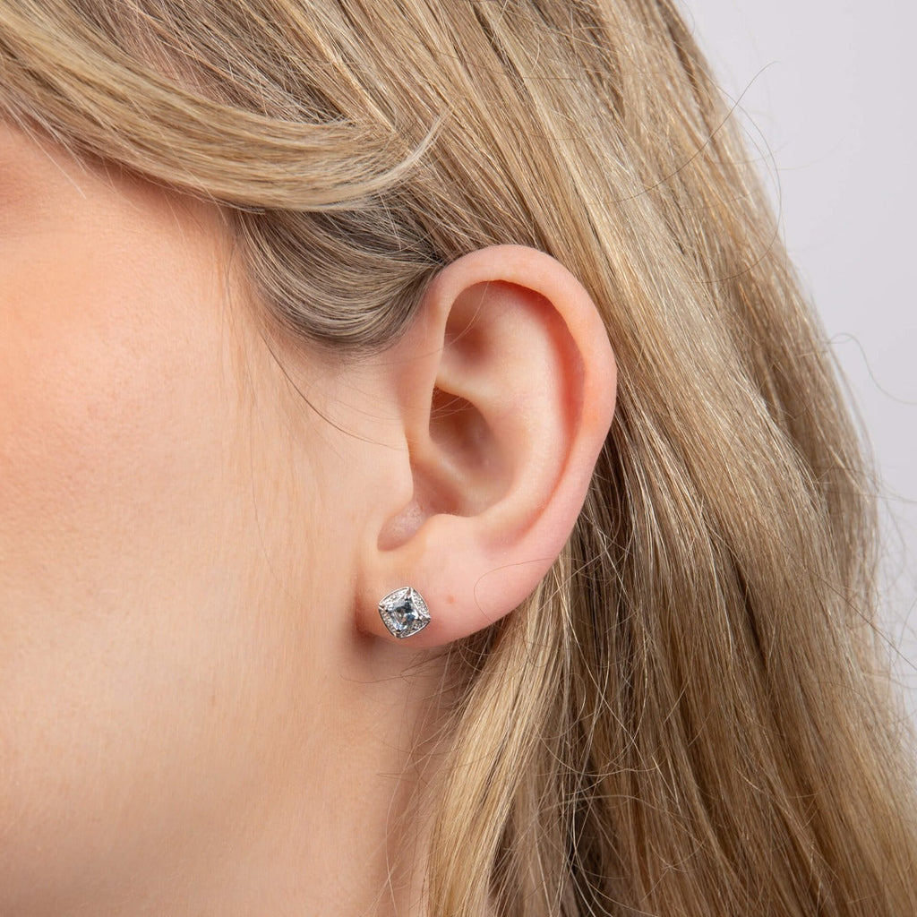 Gecko Jewellery 9ct Gold Semi-Precious Earrings with Diamond Surround