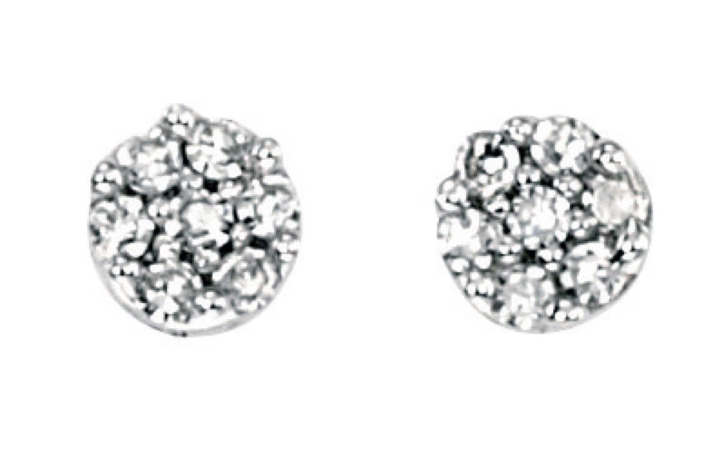 Gecko Jewellery 9ct White Gold 14 Diamond Cluster Stud Earrings