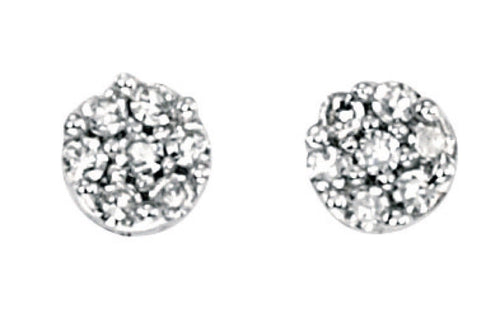 Gecko Jewellery 9ct White Gold 14 Diamond Cluster Stud Earrings