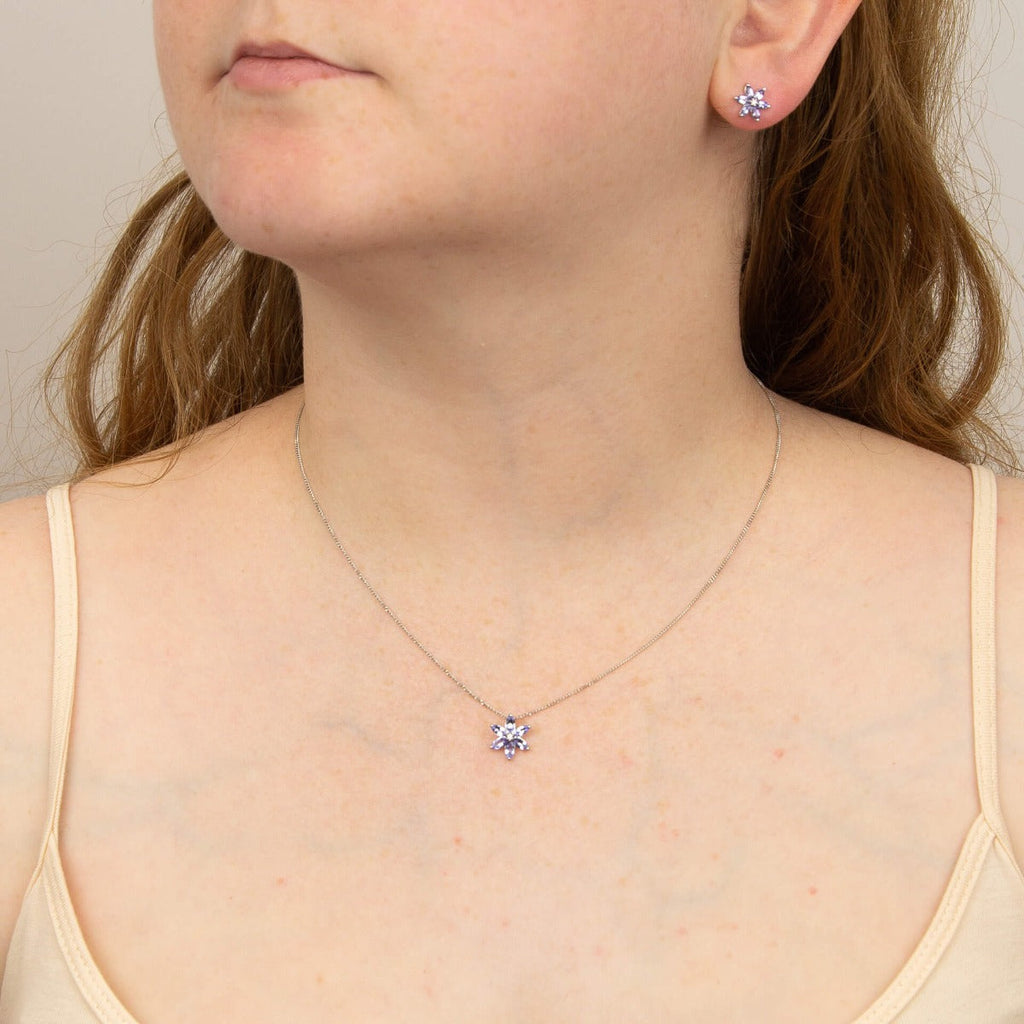 Gecko Jewellery Tanzanite and Diamond Flower Earrings in 9ct Gold
