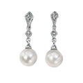 Gecko Jewellery Freshwater Pearl & Diamond Drop Earrings in 9ct White Gold