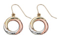 Gecko Jewellery 9ct Tri-Metal Gold Open Circle Drop Earrings