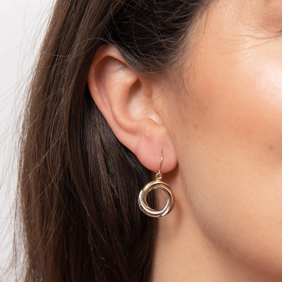 Gecko Jewellery 9ct Tri-Metal Gold Open Circle Drop Earrings