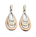 Gecko Jewellery Tri-Metal 9ct Gold Teardrop Earrings for Women