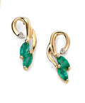 Emerald and Diamond Vine Earrings in 9ct Gold – Gecko Jewellery Retail