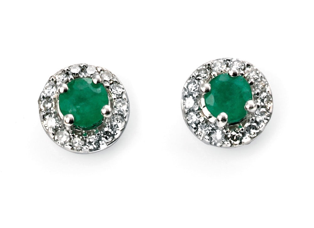 Gecko Jewellery 9ct Gold Round Precious Stone and Diamond Earrings