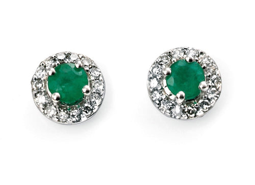 Gecko Jewellery 9ct Gold Round Precious Stone and Diamond Earrings