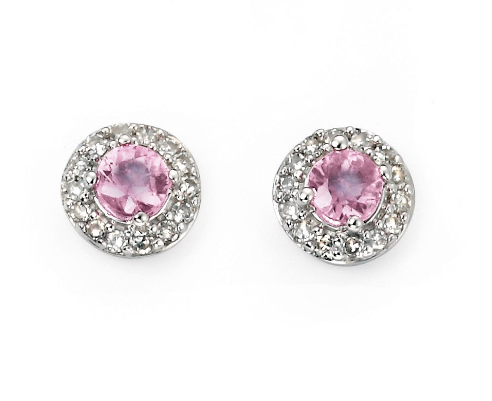 Gecko Jewellery Pink Sapphire and Diamond Cluster Earrings in 9ct Gold
