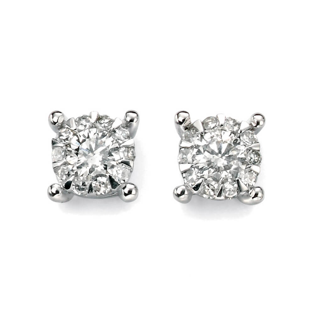 Gecko Jewellery 9ct Gold Diamond Cluster Stud Earrings for Women