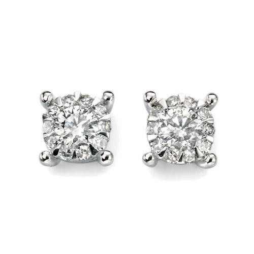 Gecko Jewellery 9ct Gold Diamond Cluster Stud Earrings for Women