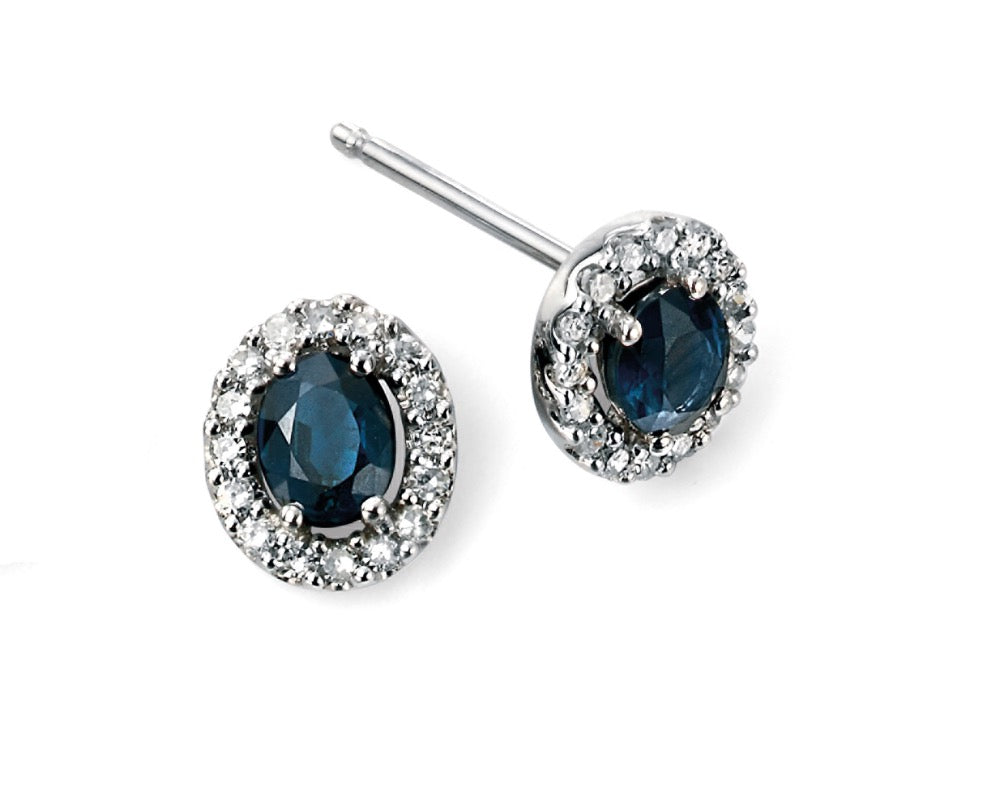 Gecko Jewellery 9ct Gold Precious Stone and Diamond Cluster Earrings