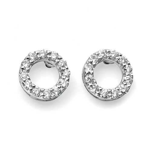 Gecko Jewellery 9ct White Gold Open Circle Diamond Stud Earrings