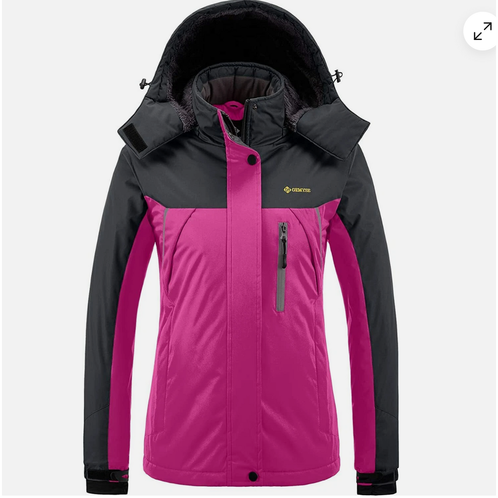 GEMYSE Women's Waterproof Ski Jacket | Fleece Lined Winter Coat - Pink