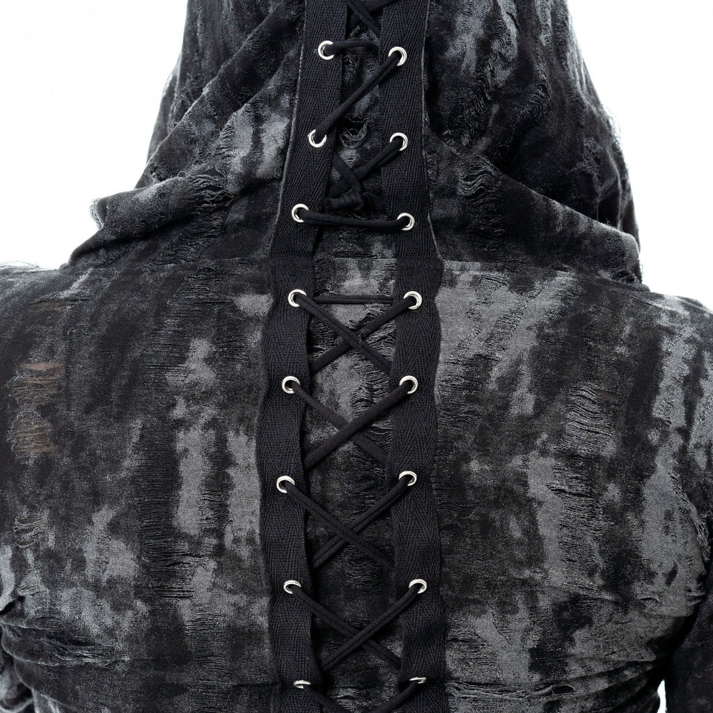 Kate's Clothing Heartless Ghoul Cardigan – Black/Grey Velvet Hooded Zip