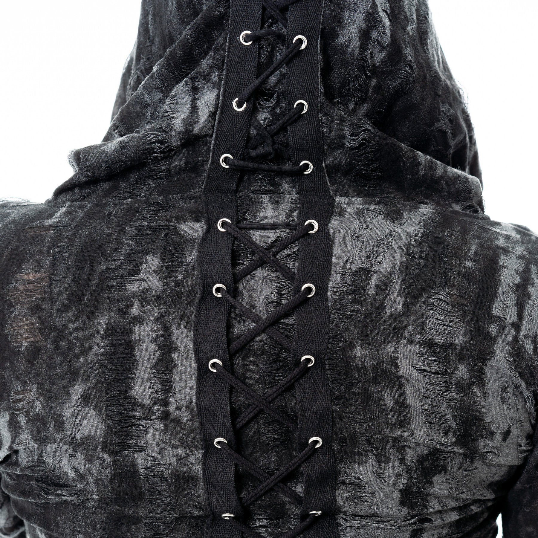 Kate's Clothing Heartless Ghoul Cardigan – Black/Grey Velvet Hooded Zip