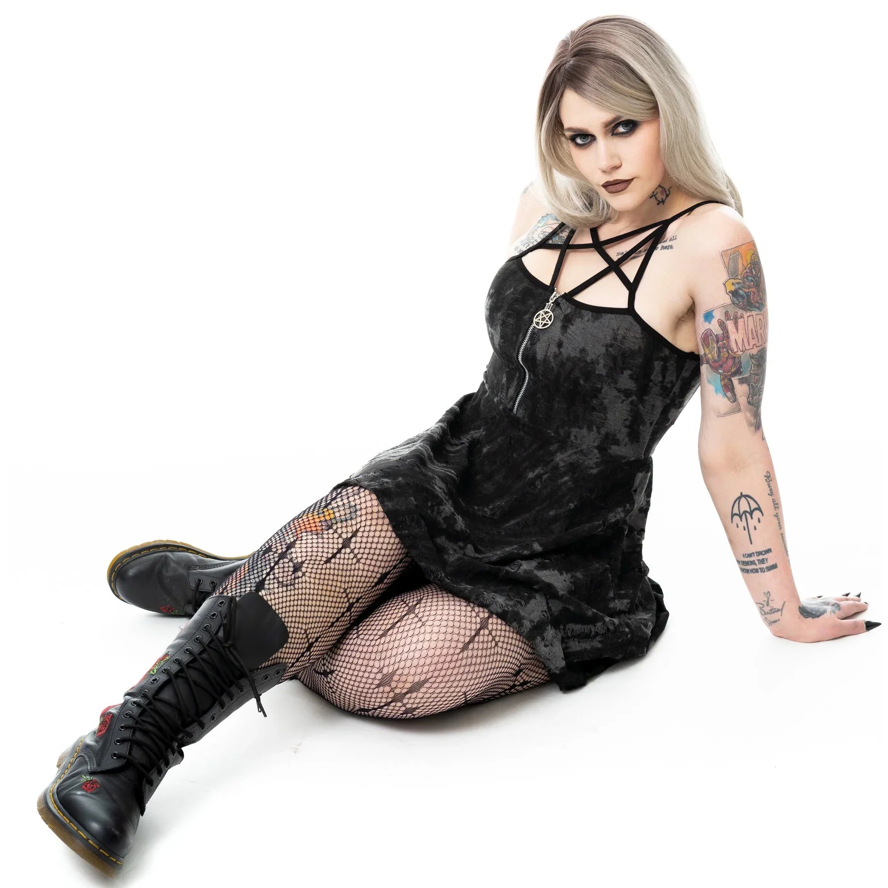 Heartless Ghoul Dress – Kate's Clothing Black Velvet Gothic Mini Dress